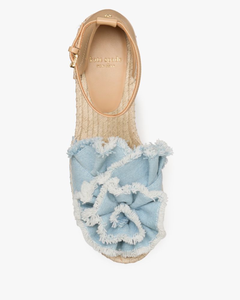 Katespade Flourish Espadrille Wedge Sandals Denim Walnut Shell