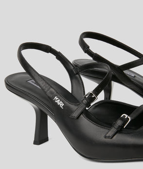 KarlLagerfeld Utility Canvas Moon Shoulder Bag Beige/Black