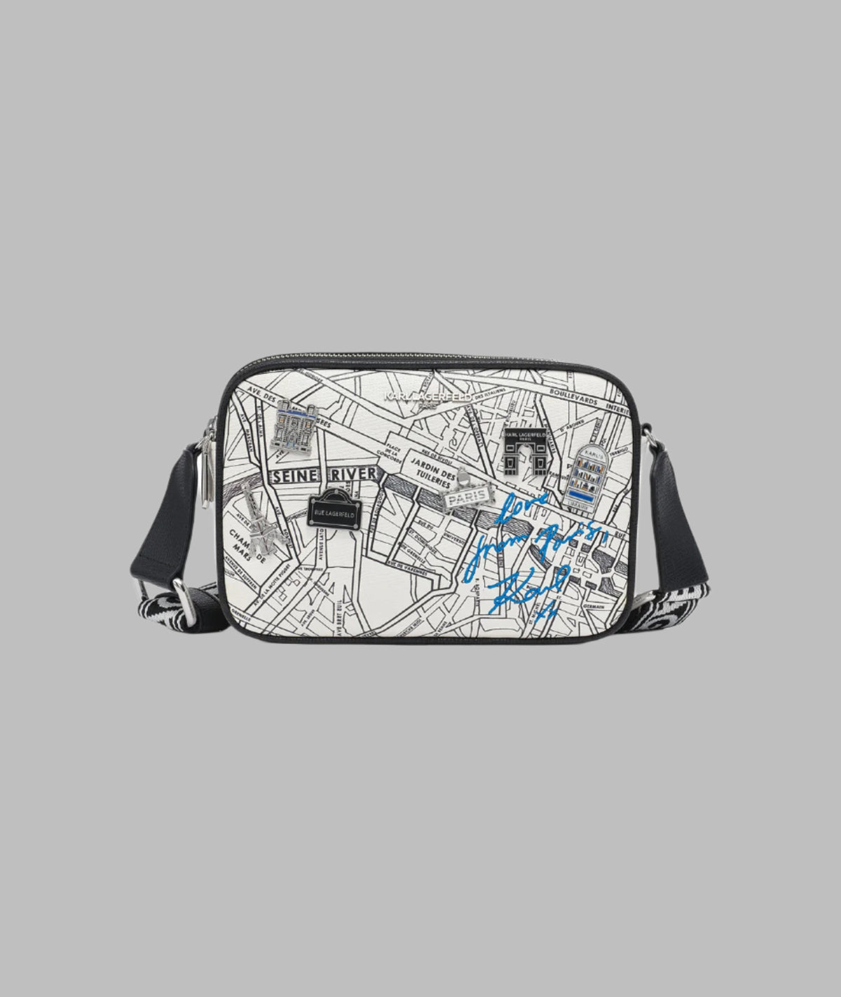 KarlLagerfeld Maybelle travel print crossbody black