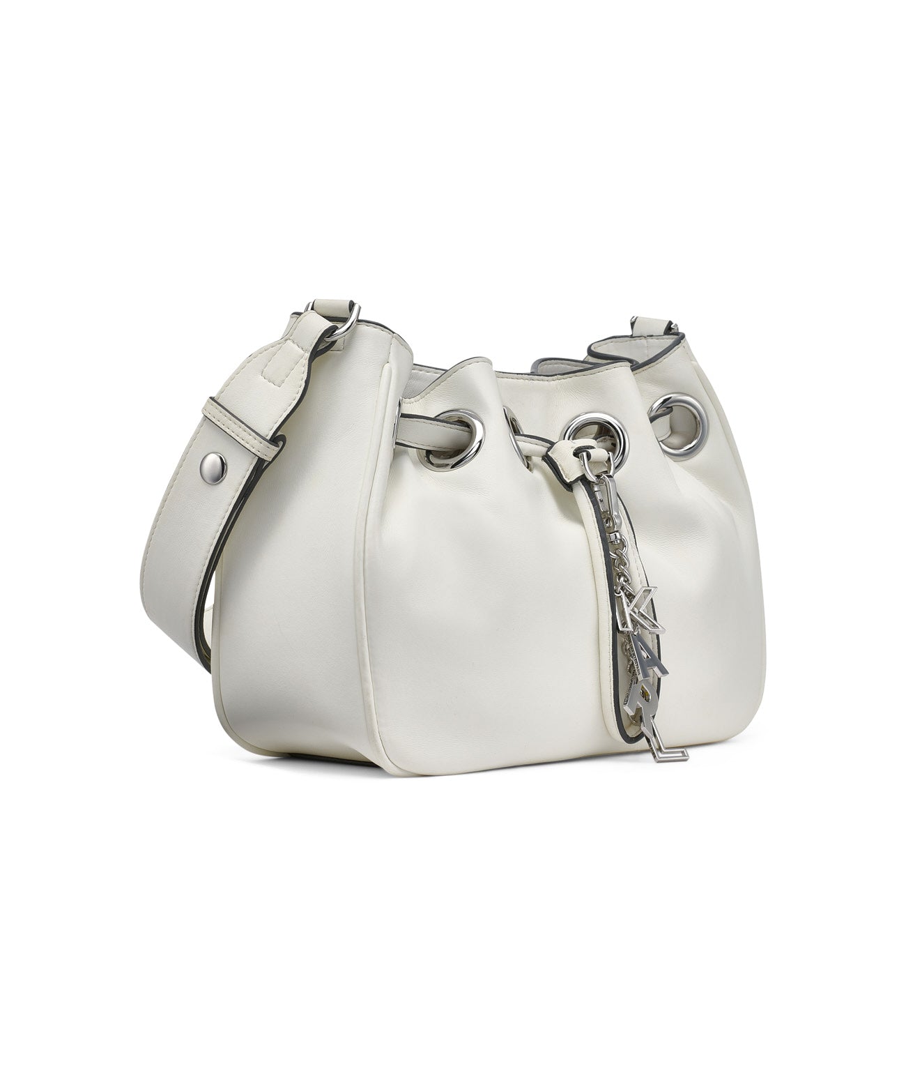 DESIREE SMALL LEATHER HOBO BAG White White