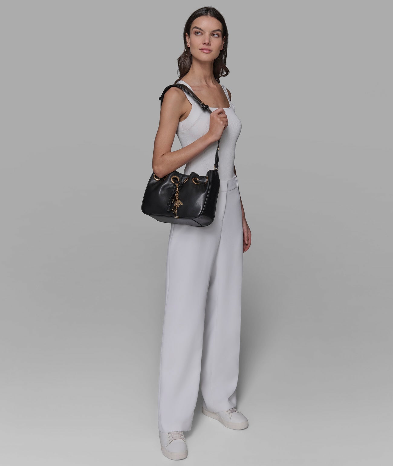 KarlLagerfeld Desiree small leather hobo bag black