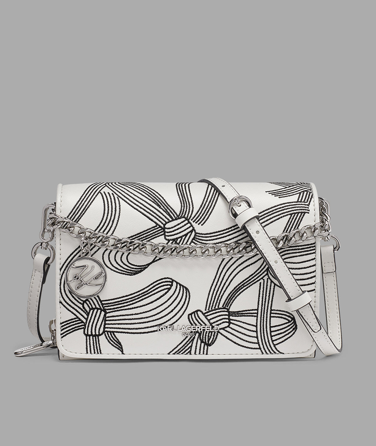 KarlLagerfeld Lourdes crossbody with bows white/black print