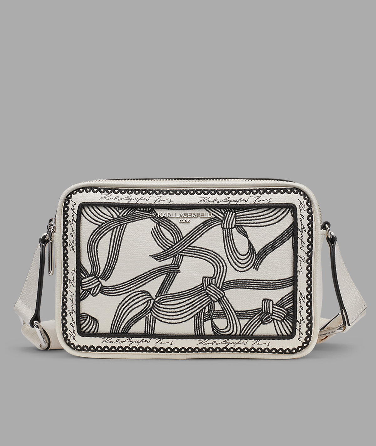 KarlLagerfeld Maybelle crossbody with bow details white/black print