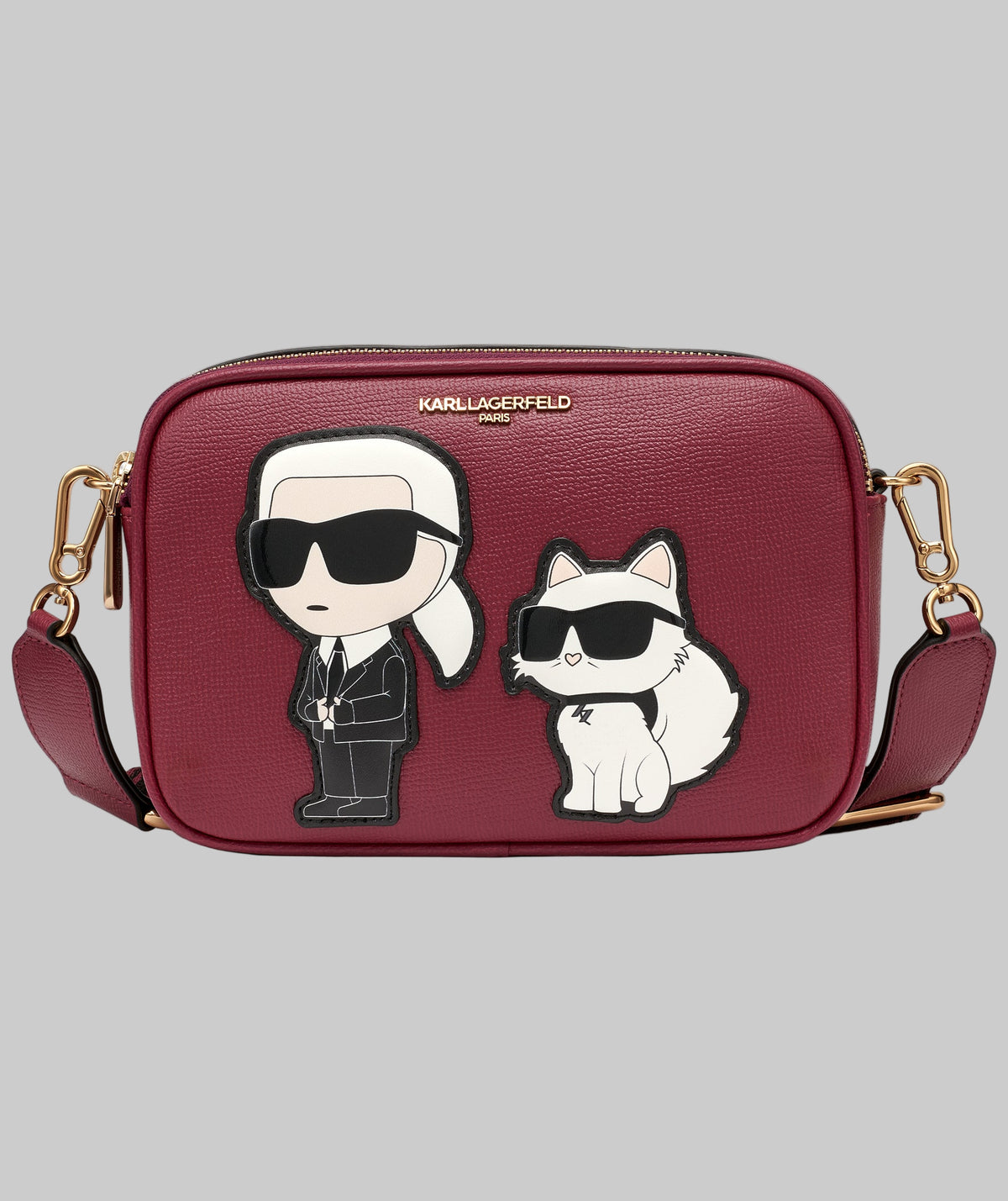KarlLagerfeld Maybelle camera crossbody wine