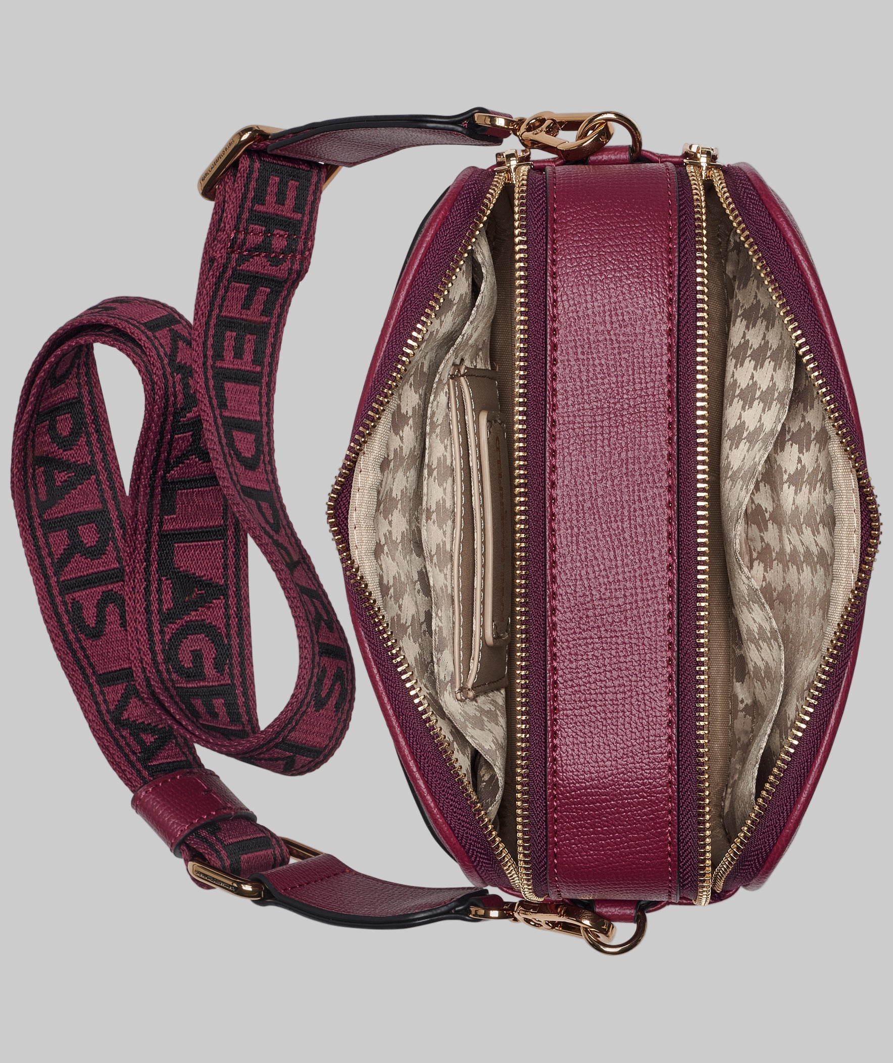 KarlLagerfeld Maybelle camera crossbody wine