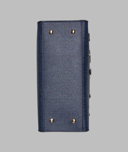 KarlLagerfeld Maybelle denim satchel with pins denim blue