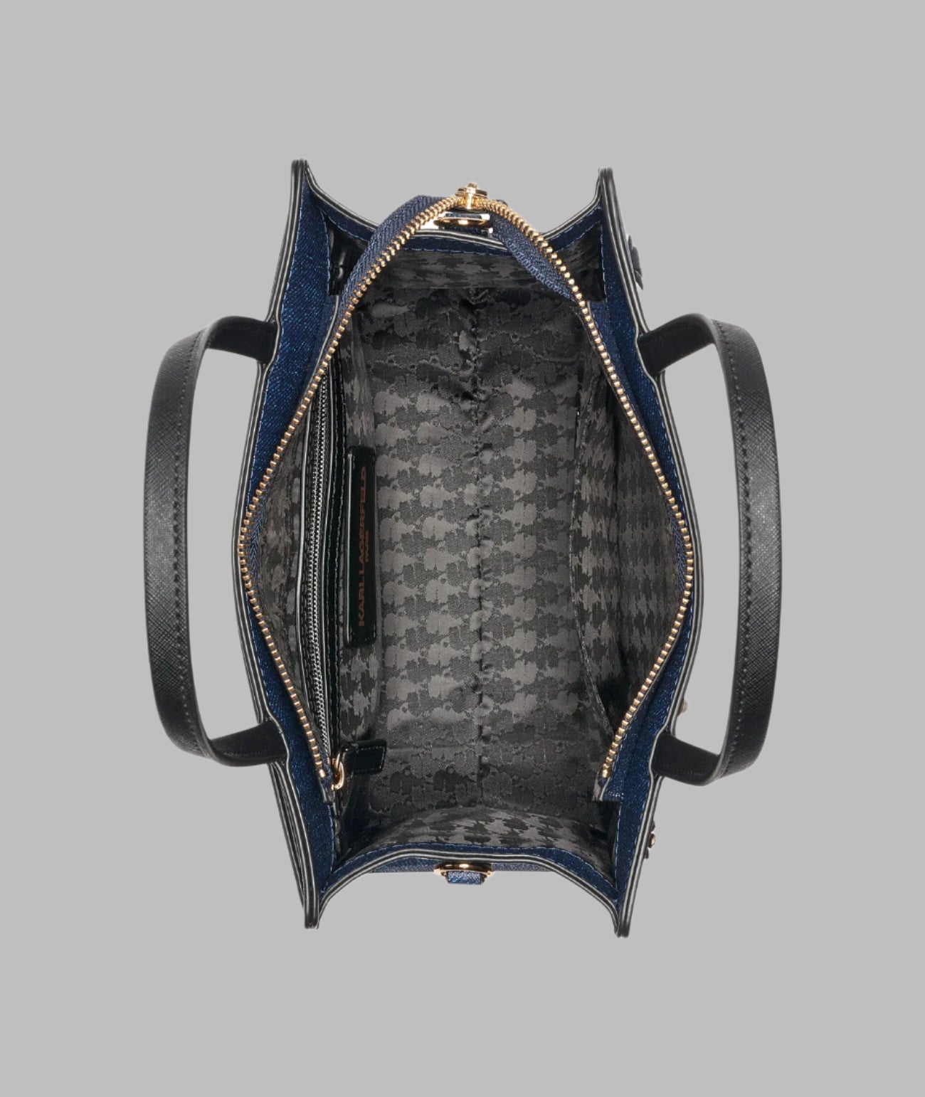 KarlLagerfeld Maybelle denim satchel with pins denim blue