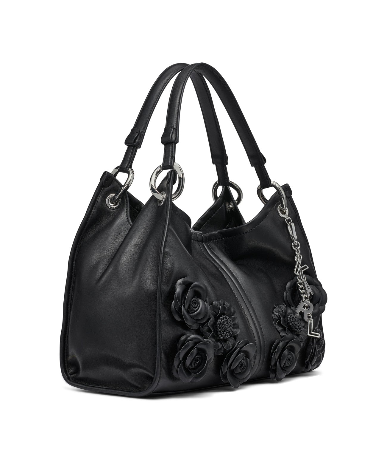 LUCIENE MEDIUM TOTE WITH FLOWERS Black Black
