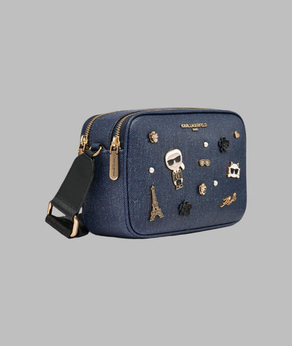 KarlLagerfeld Maybelle denim crossbody with pins