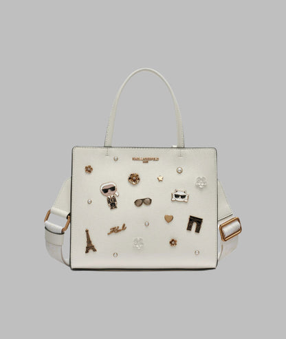 KarlLagerfeld Maybelle duo top handle satchel white