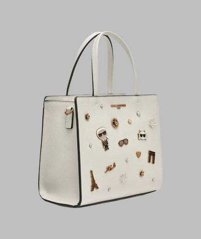 KarlLagerfeld Maybelle duo top handle satchel white