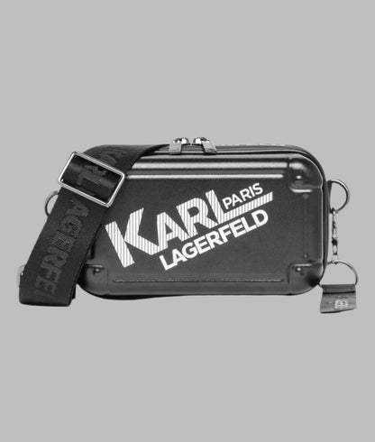 KarlLagerfeld Logo hard case crossbody with logo strap black