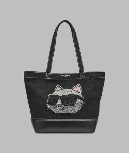 KarlLagerfeld Cannes east west tote black glam choupette