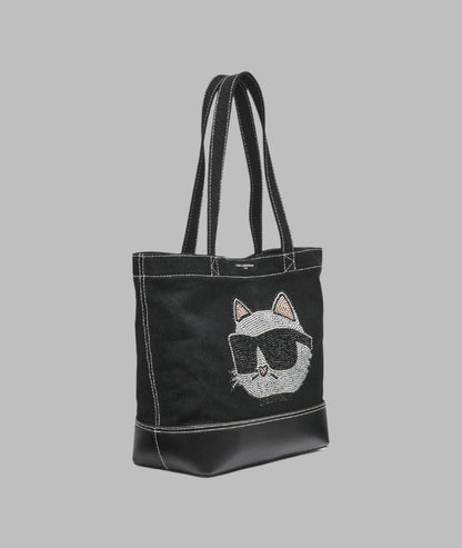 KarlLagerfeld Cannes east west tote black glam choupette
