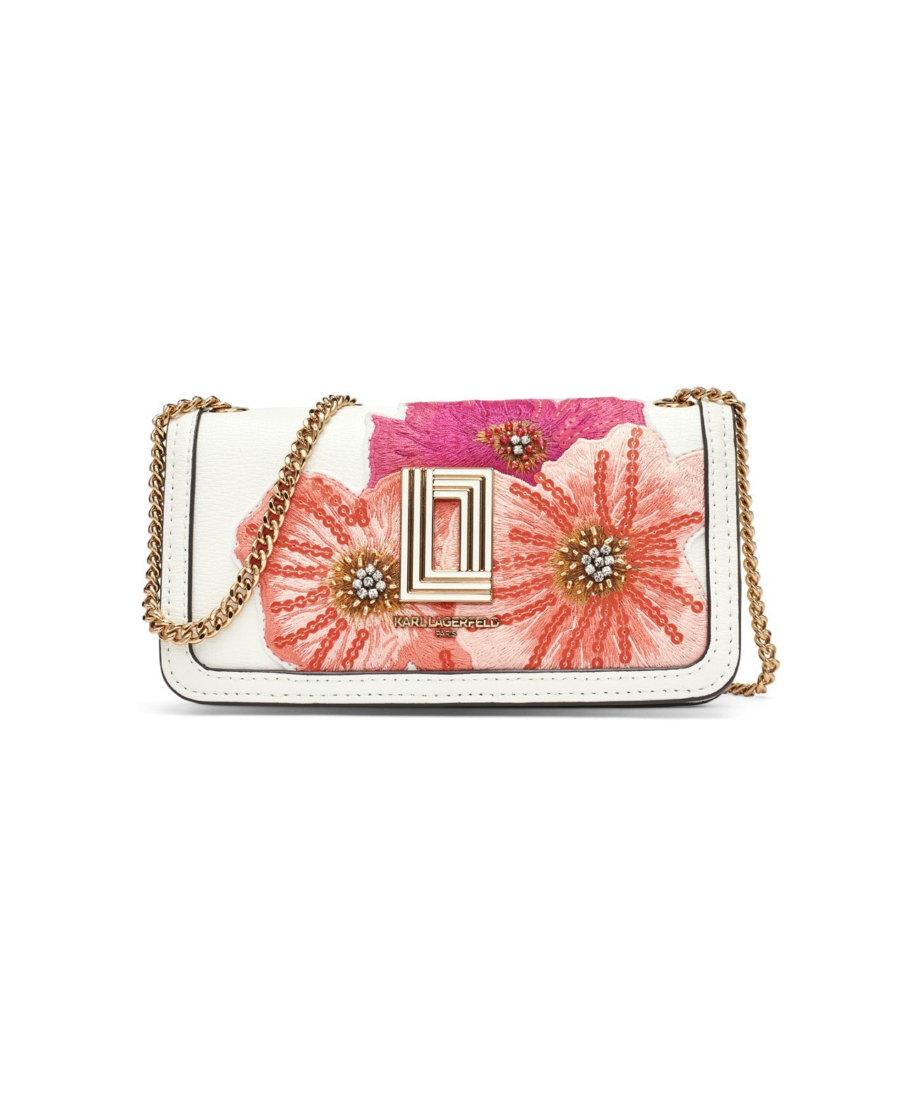 KOSETTE EMBROIDERED FLOWERS SHOULDER BAG Orange Orange