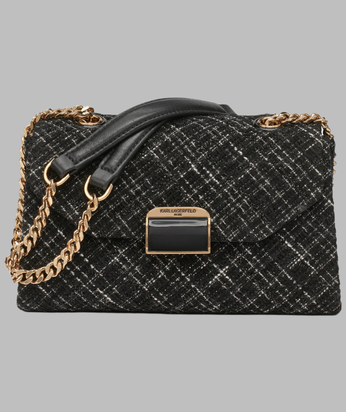 KarlLagerfeld Liana tweed shoulder bag black