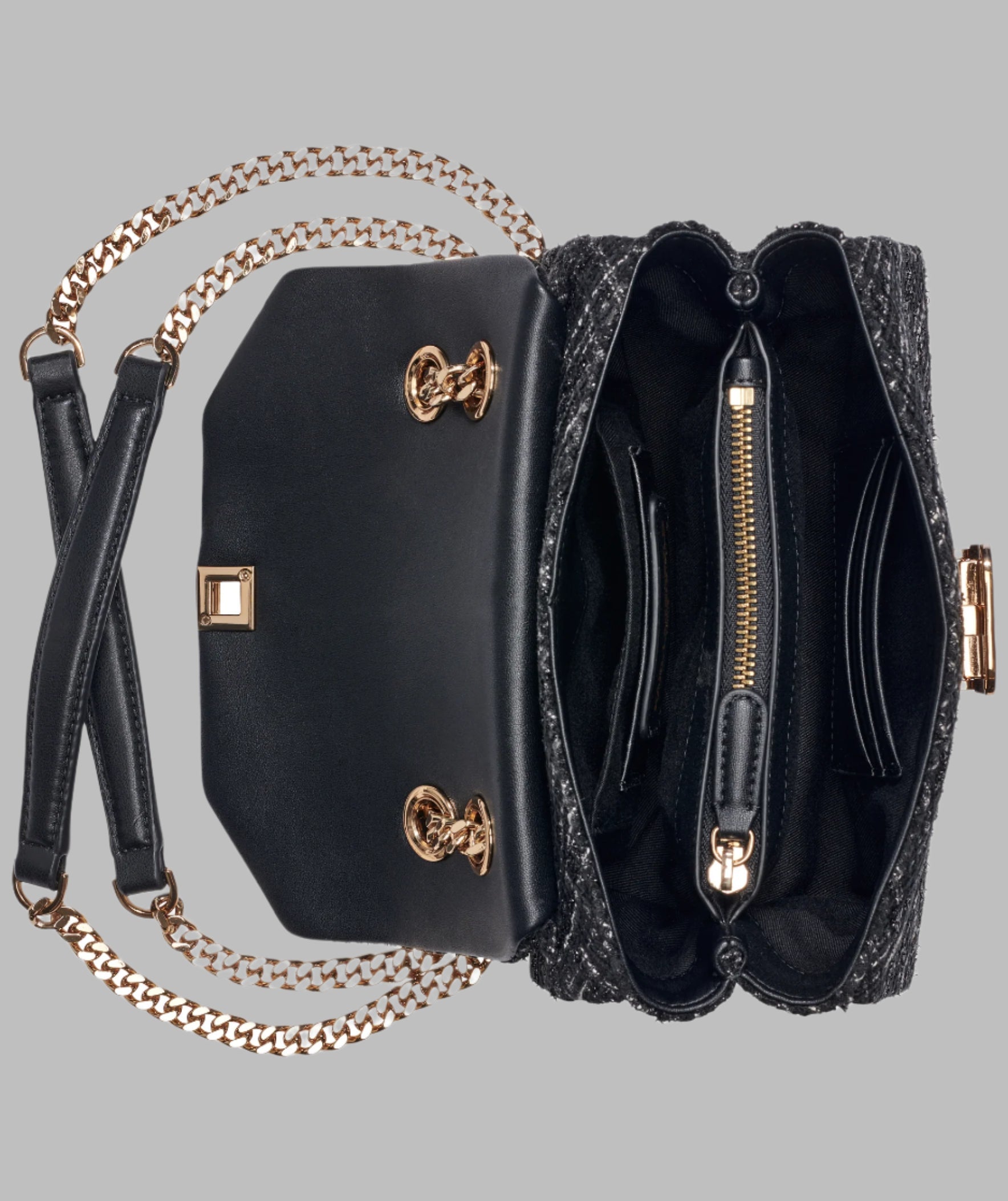 KarlLagerfeld Liana tweed shoulder bag black