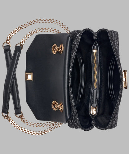 KarlLagerfeld Liana tweed shoulder bag black