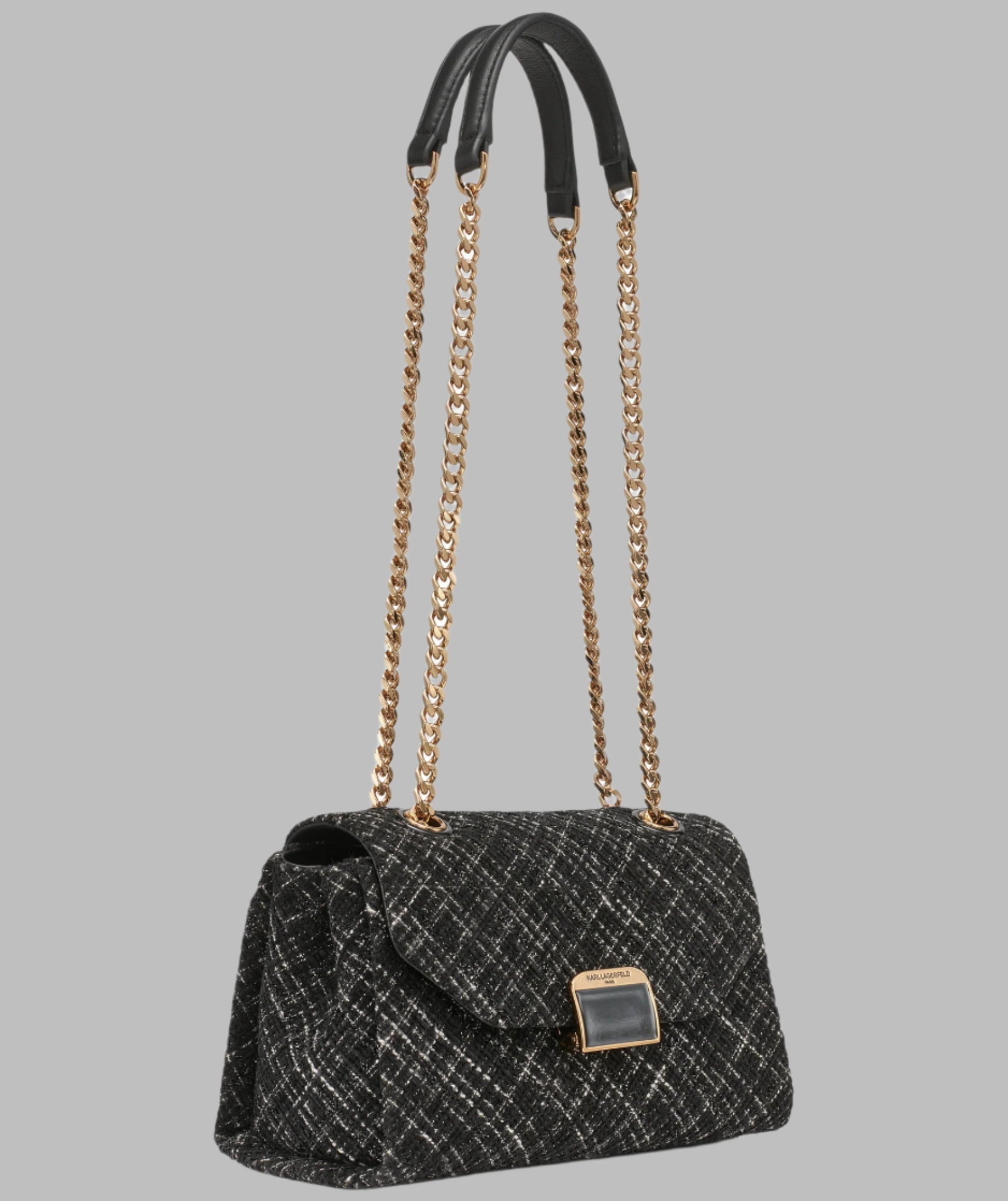 KarlLagerfeld Liana tweed shoulder bag black