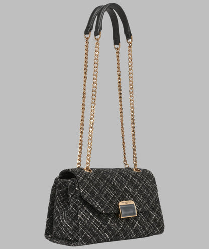 KarlLagerfeld Liana tweed shoulder bag black