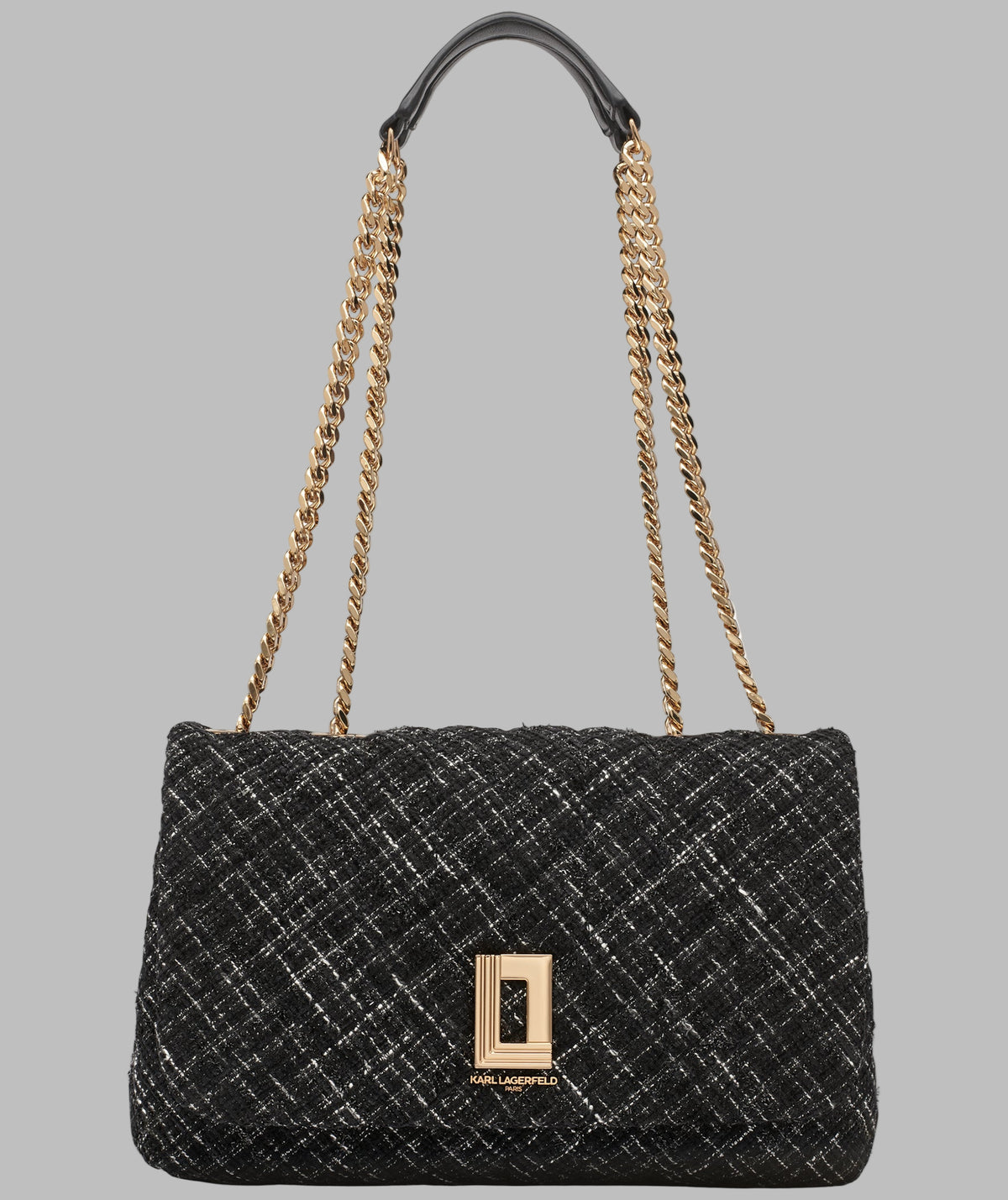 KarlLagerfeld Lafayette tweed shoulder bag black