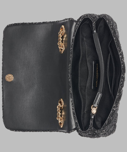 KarlLagerfeld Lafayette tweed shoulder bag black