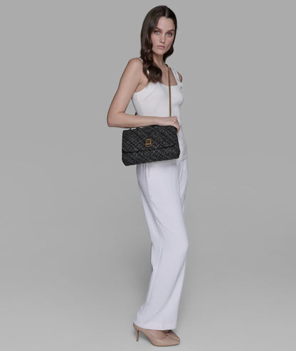 KarlLagerfeld Lafayette tweed shoulder bag black