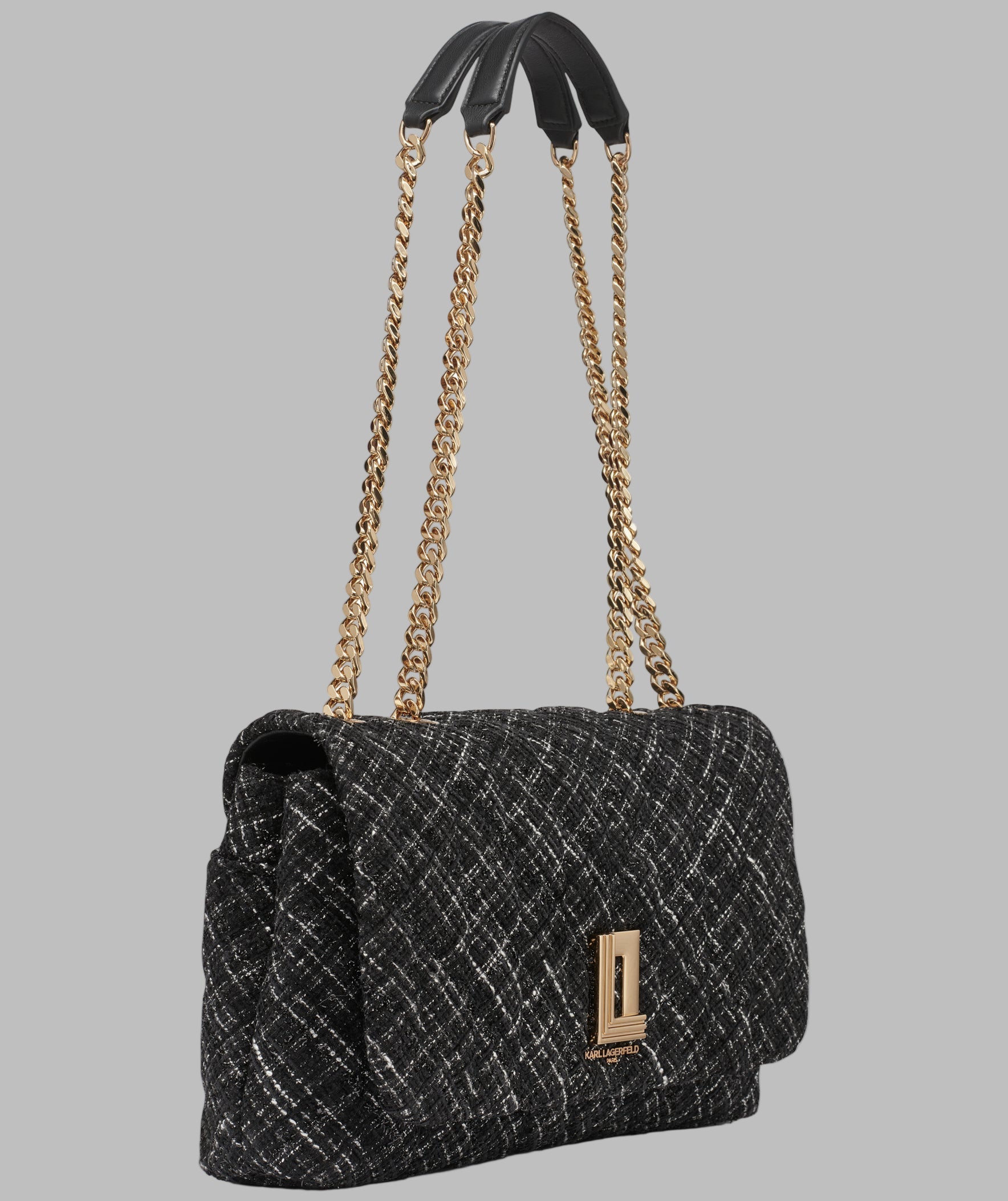 KarlLagerfeld Lafayette tweed shoulder bag black