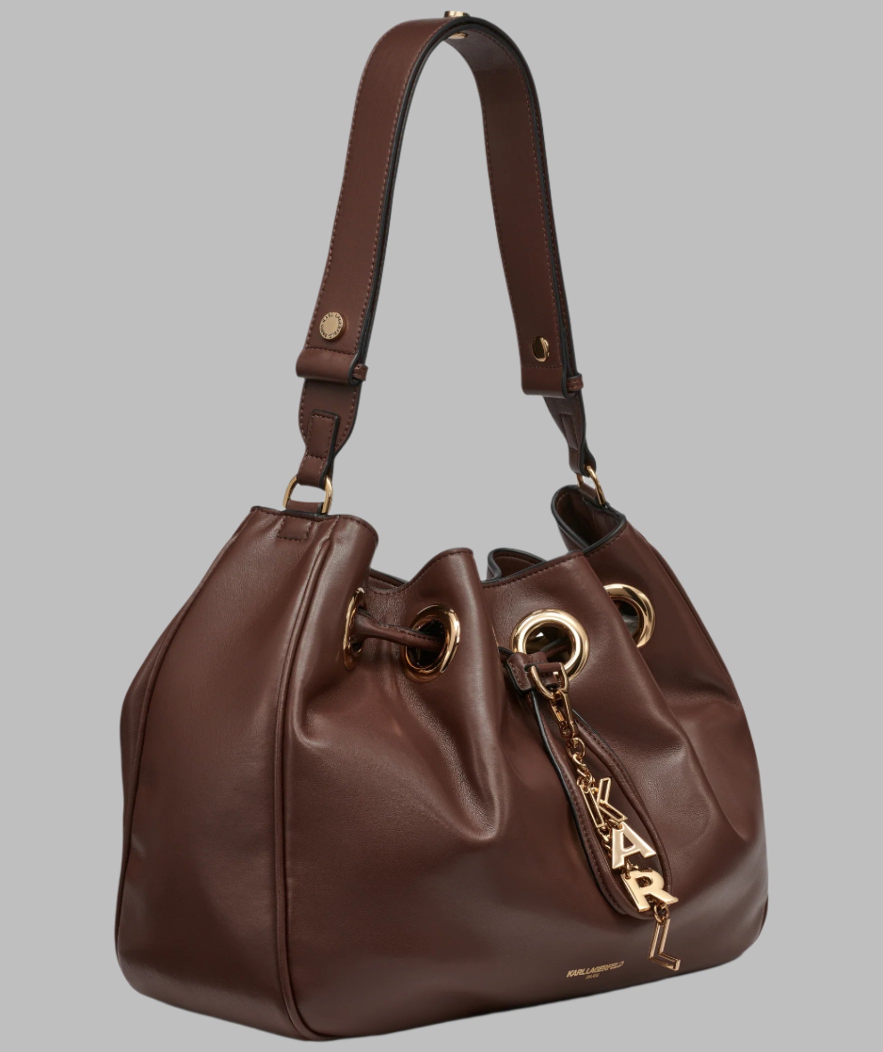 KarlLagerfeld Desiree small leather hobo bag brown