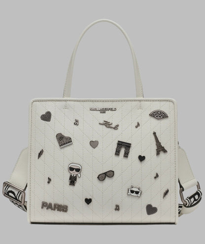 KarlLagerfeld Maybelle satchel with pins white