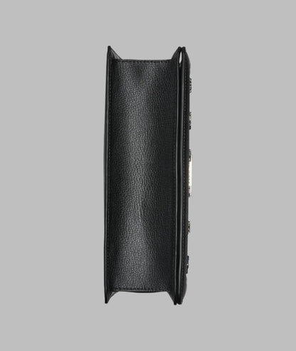 KarlLagerfeld Simone leather flap satchel with pins black