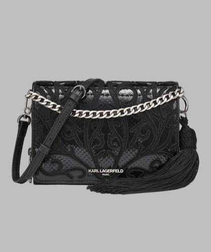 KarlLagerfeld Lourdes crossbody  black embriodered black