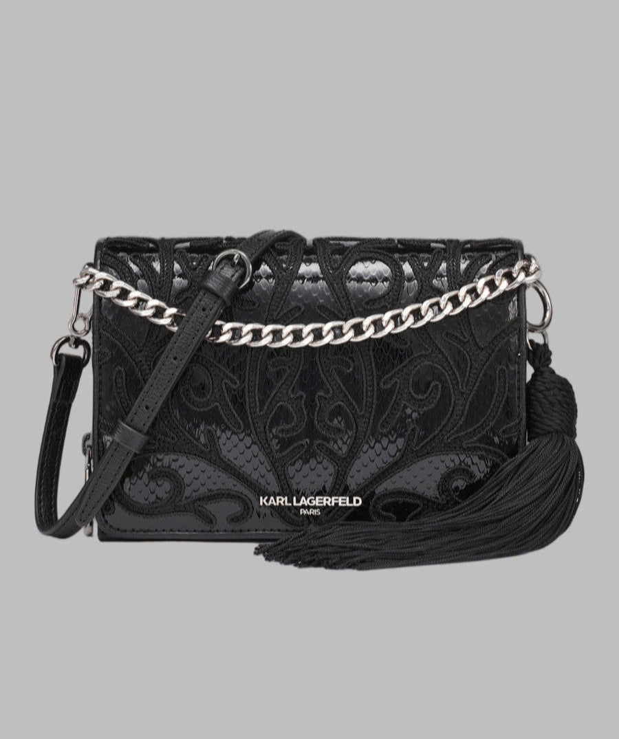 KarlLagerfeld Lourdes crossbody  black embriodered black