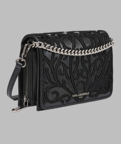 KarlLagerfeld Lourdes crossbody  black embriodered black