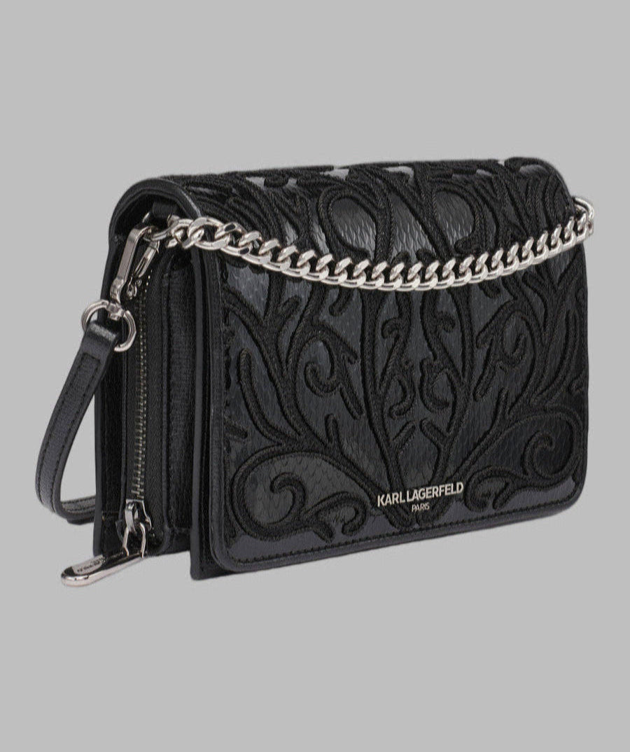 KarlLagerfeld Lourdes crossbody  black embriodered black