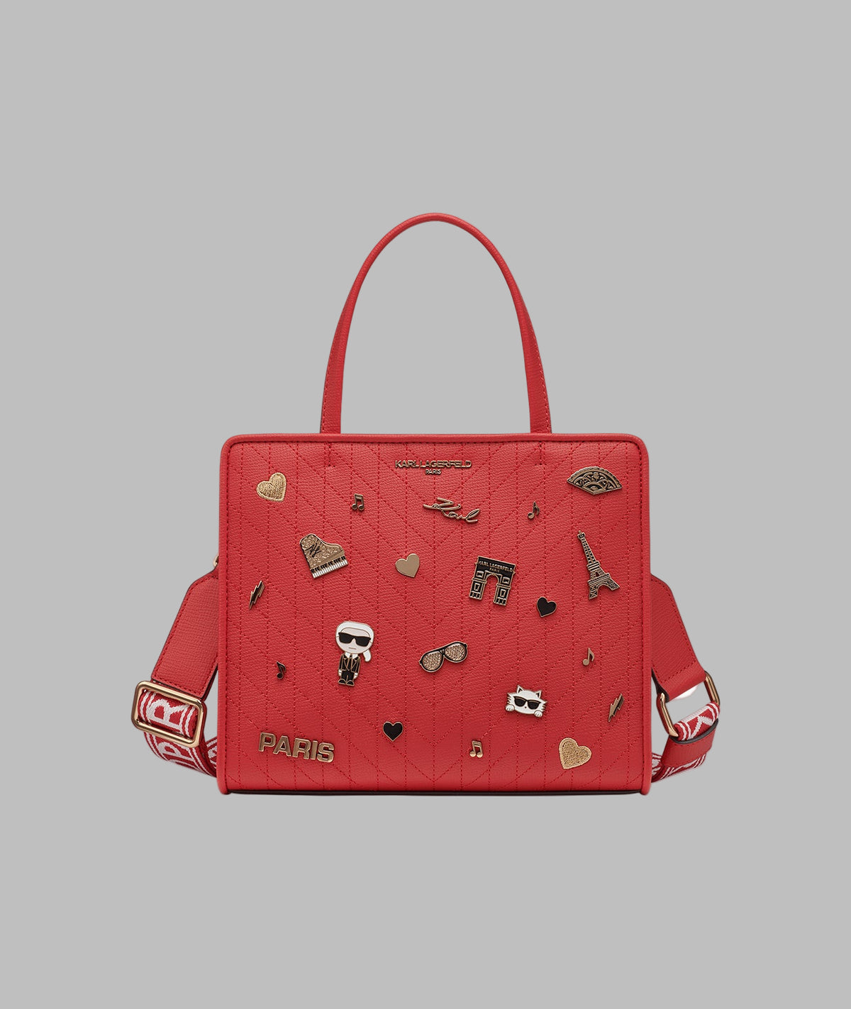 KarlLagerfeld Maybelle satchel with pins red