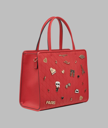 KarlLagerfeld Maybelle satchel with pins red