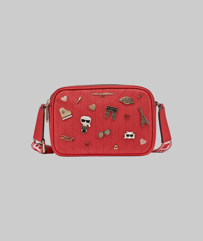 KarlLagerfeld Maybelle camera crossbody crimson