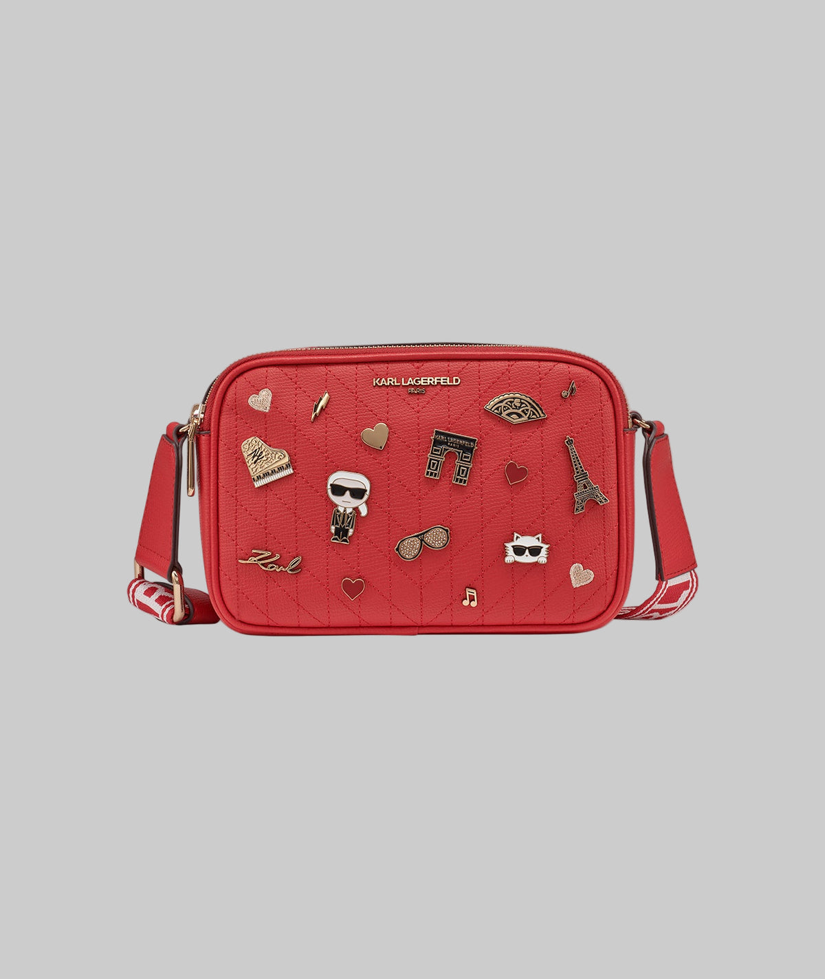 KarlLagerfeld Maybelle camera crossbody crimson
