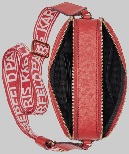 KarlLagerfeld Maybelle camera crossbody crimson
