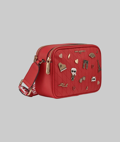 KarlLagerfeld Maybelle camera crossbody crimson