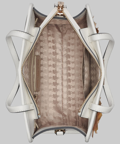 KarlLagerfeld Maybelle top handle satchel with flowers white