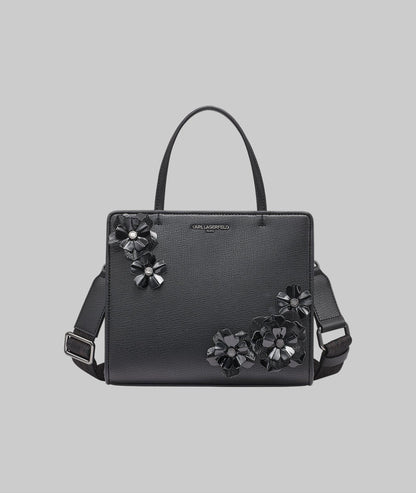 KarlLagerfeld Maybelle top handle satchel with flowers black