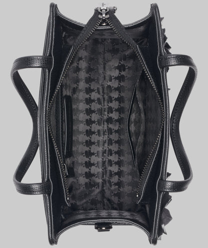 KarlLagerfeld Maybelle top handle satchel with flowers black