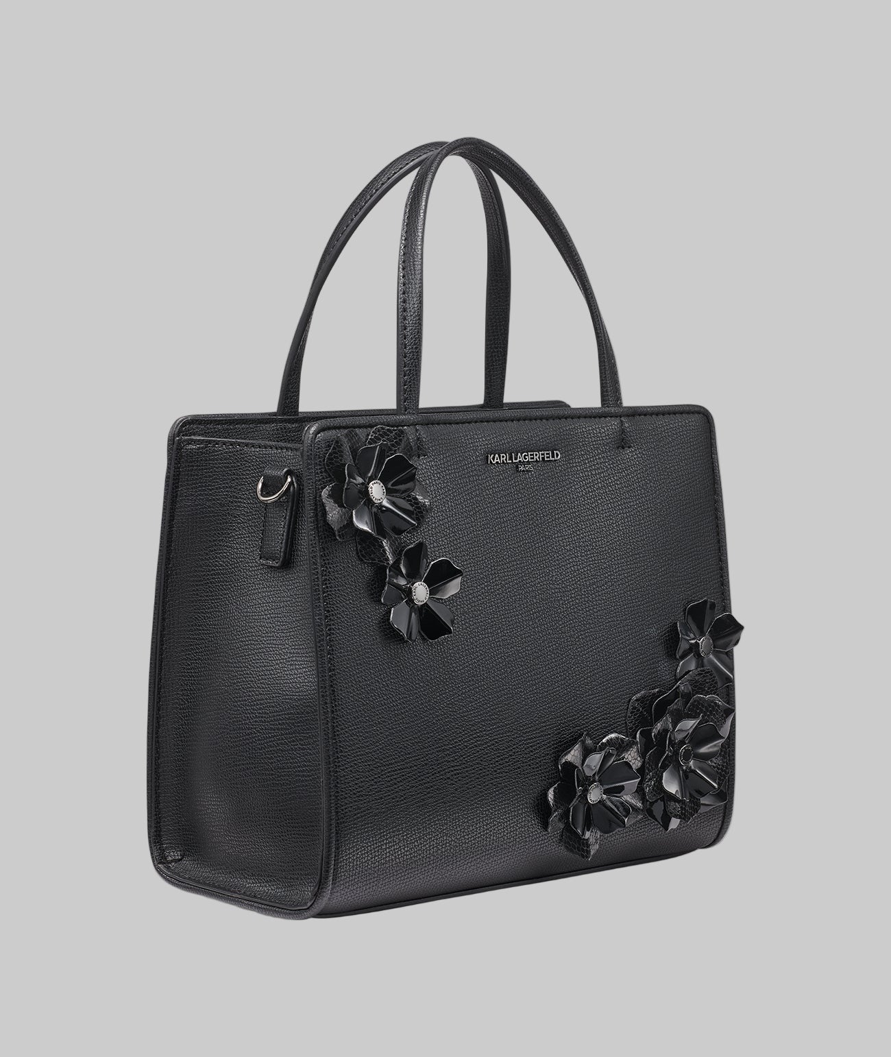 KarlLagerfeld Maybelle top handle satchel with flowers black