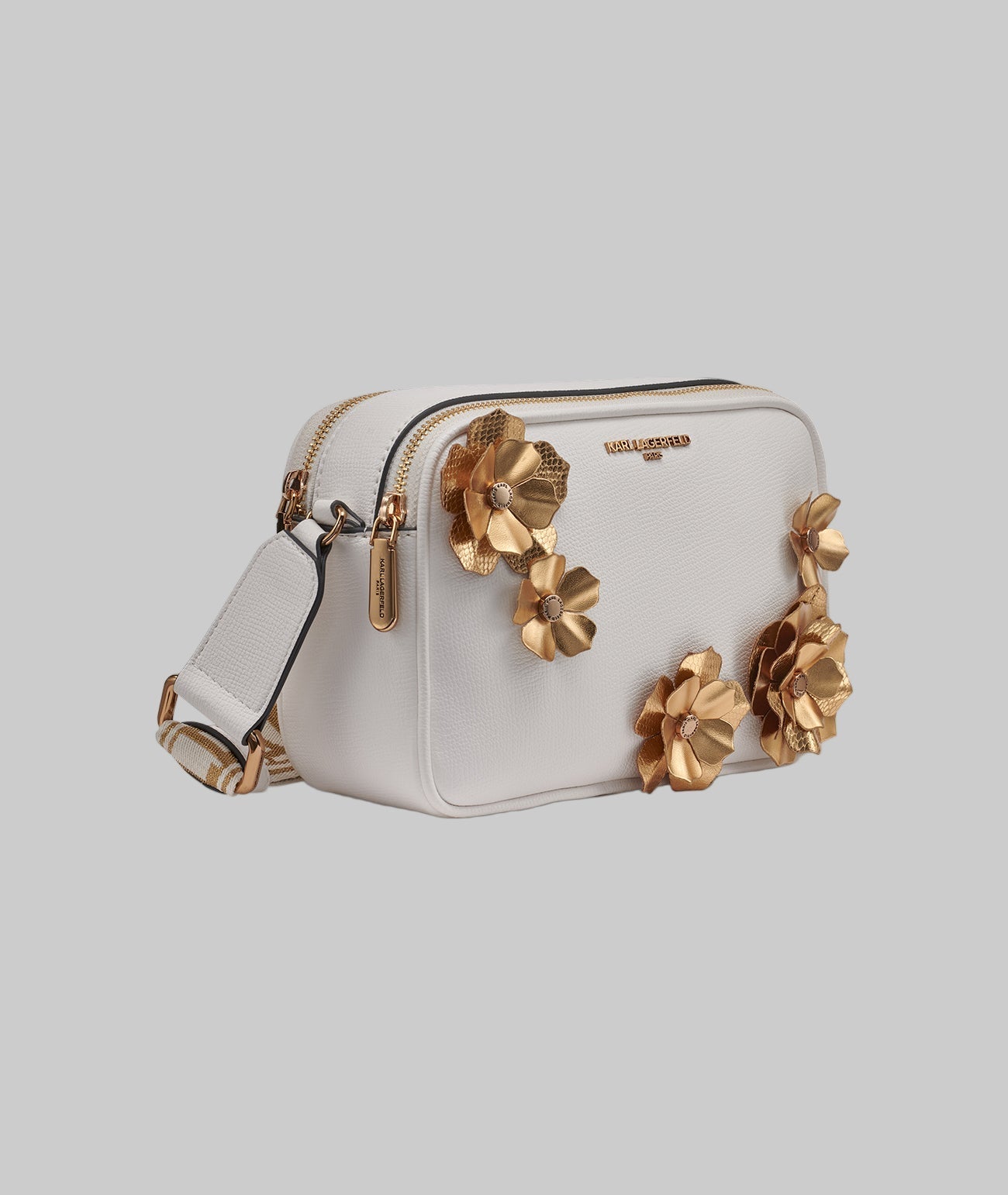 KarlLagerfeld Maybelle crossbody camera bag with flowers white