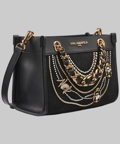 KarlLagerfeld Savoie small suede leather crossbody black