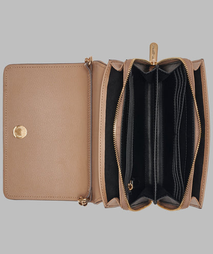 KarlLagerfeld Lourdes suede flap crossbody brown