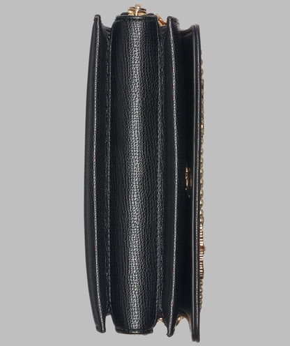 KarlLagerfeld Lourdes suede flap crossbody black