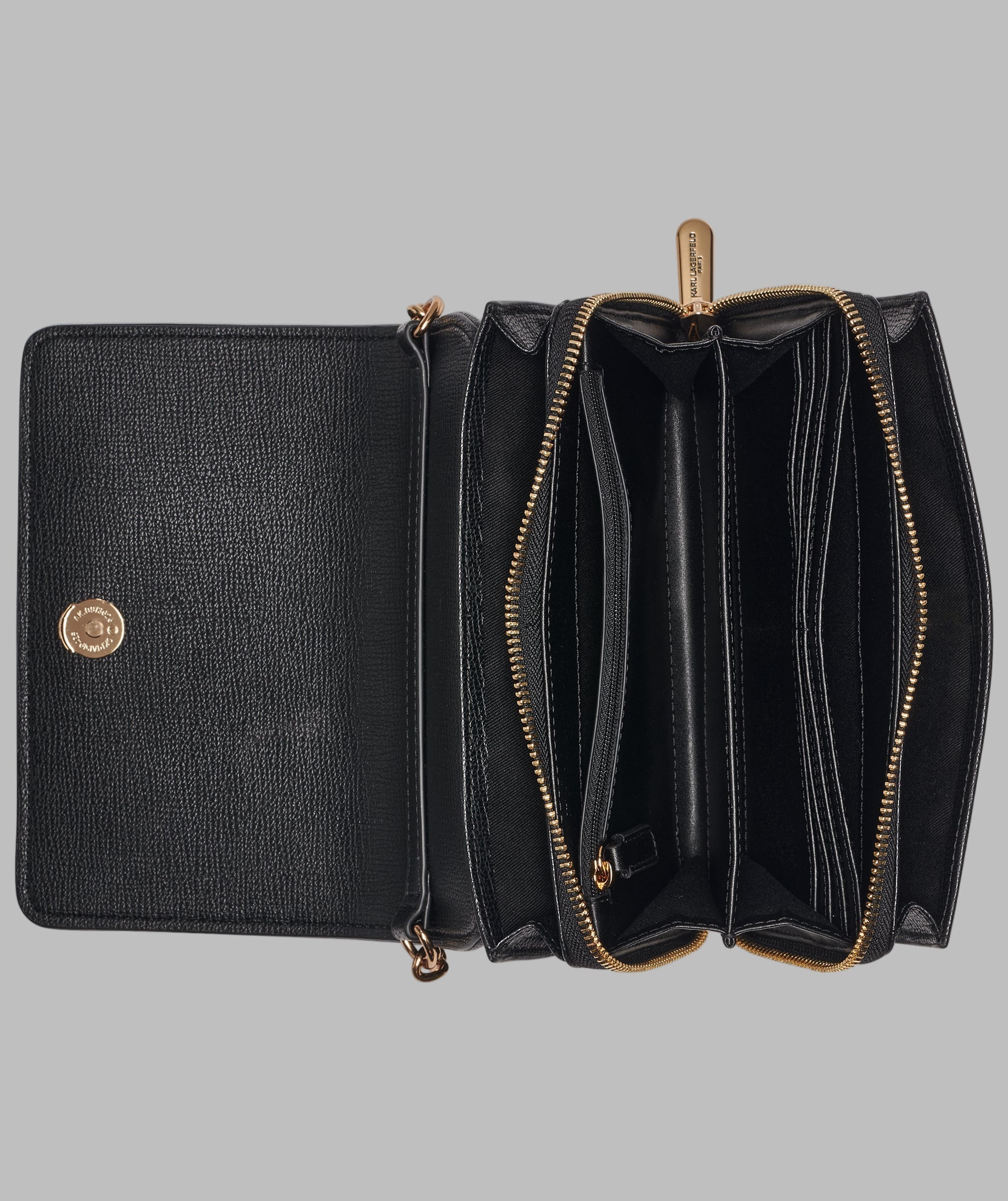 KarlLagerfeld Lourdes suede flap crossbody black